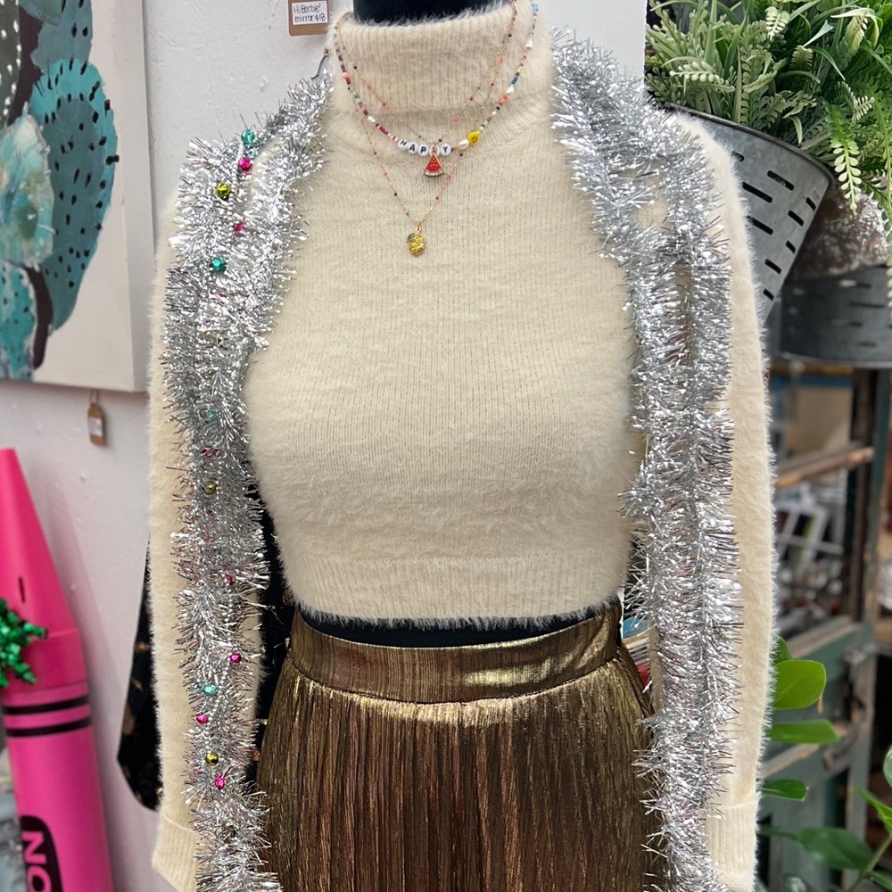 cropped ivory turtleneck sweater